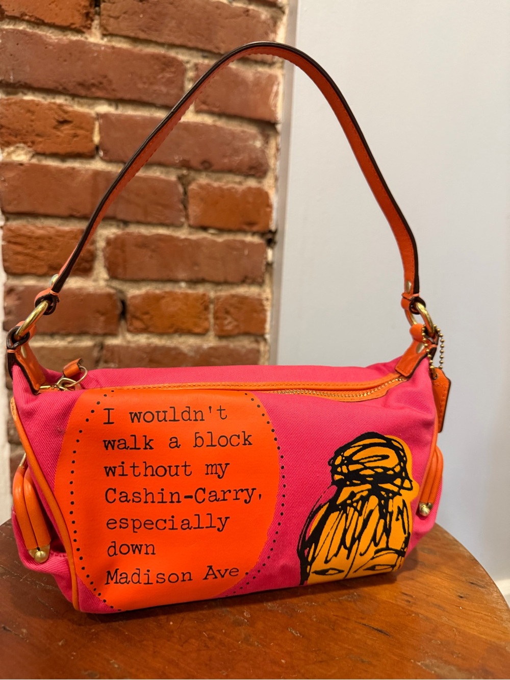 RARE Y2K Coach Bonnie Cashin Carry Kisslock Mini Shoulder Bag Pink Orange 42583 - Picture 10 of 16